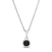 0.2 CT. Enhanced Black Natural Clarity Enhanced Bezel-Set Solitaire Pendant in 10K White Gold