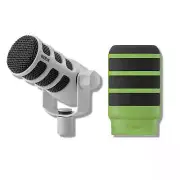 Rode PodMic (White) Cardioid Dynamic Broadcast Mic with WS14 Green Pop Filter
