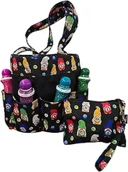 [Bingo Boppers] Bingo Dauber Bag with 8 pockets and Wristlet Pouch - Large Tote Bag for carrying bingo supplies and money pouch