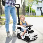 Costway3-in-1 Licensed Mercedes Benz Ride on Push Car with Push Handle-White