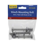 Atlantic Winch mounting bolt 8.8 Grade, Incl Washer & Nut 3pk M10 X 75mmGalvanised