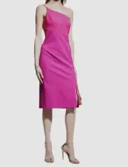 $175 Aidan Mattox Women's Pink Colorblocked One-Shoulder Cocktail Dress Size 0