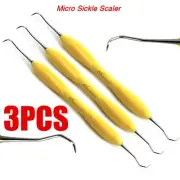 Set of 3 Dental Micro Sickle Scaler Silicone Handle Periodontal Calculus Remover