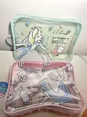 lot of 2 - NWT Alice in Wonderland vinyl pouches with gusset - daiso US Seller