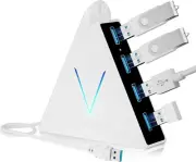 USB 3.0 4-Port Hub – White Splitter with 2ft Cable