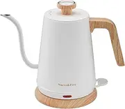 Gooseneck Electric Kettle with Thermometer,Electric Tea Kettle 1L with Auto Shut-Off，1000W Hot Water Kettle of Stainless Steel,Pour Over Kettle for Coffee & Tea -White