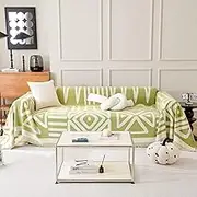Boho Sofa Covers, Chenille Couch Cover for Dogs Geometric Jacquard Sofa Slipcover Living Room Pet Furniture Protector Washable (Green, 180x300cm)