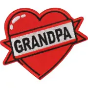 Grandpa Heart Classic Sew On /Iron On Embroidered Patch Old School