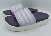 Adidas Womens Size 11 Adilette Platform Purple White Slide Sandals Shoes