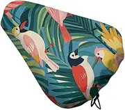 Bicycle Seat Cover Tropical Birds and Plant Leaf Printed Bike Covers Bike Cushion Seat Protector with Drawstring for Most Bikes