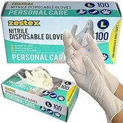 Zestex Nitrile Personal Care, Latex-free & Powder-free, Non-Sterile Food Safe Multi Purpose Disposable Glove, White, Large, Case/100