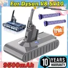 9500mAh Battery For Dyson V8 SV10 Absolute Animal 967834-02 Fluffy + 2x Filters