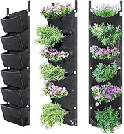 BUYTER Vertical Wall Hanging Garden Planter with 6 Pockets Flower Pots Felt Planter Grow Container Bags (Black)