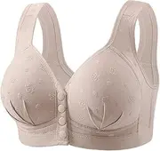 [Generic] Front Closure Wireless Bras for Women Buckle Large Size Underwear Breastfeeding No Ring Gathers Thin Cup Butt Vest Bray Bra Running Bra