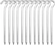Tent Pegs, 7inch Aluminium Tent Stakes with Hook, Heavy Duty Garden Camping Pegs for Pitching Tent Canopies in Hard Ground, 12pcs