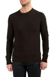 Dolce & Gabbana Men's Brown 100% Wool Distressed Look Crewneck Pullover Sweater