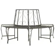Garden Half Round Tree Bench 160 cm Steel Outdoor Furniture Patio Seating 13034