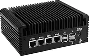 SJRC Firewall Mini PC N100 (6W, up to 3.4GHz), Fanless Network Appliance with 4 x 2.5GbE i226-V, Win/OPNsense Router PC 8G DDR5 RAM, 128G SSD, Dual M.2 NVMe, Type-C, 2HD, DP, TF