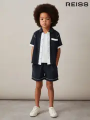 Reiss Blue Multi Micah 3-9 yrs Velour Colour-Block Shirt (F30549) | $75