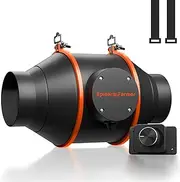 Spider Farmer 2024 4 Inch Inline Duct Fan with Speed Controller, 205 CFM EC Motor Quiet Ventilation Exhaust Fan for Heating Cooling Booster, Grow Tents, Hydroponics, for Growing and Planting