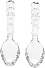 UPKOCH 2PCS Glass Teaspoon Unique Beaded Design for Desserts Soups and Tea Parties Elegant Glass Mixing Spoons for Family Gatherings and Weddings Easy to Clean and Maintain