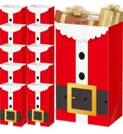 100 Pieces Paper Santa Clause Suit Print Treat Bags, Christmas Bags Santa Bags