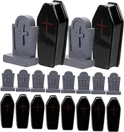 ARTIBETTER 20pcs Graveyard Decorations Mini Coffin Kits Tiny Gravestones Tombstone Decoration Coffin Figurine Graveyard Grave Stone Grave Stone Decorations for Cemetery Grave Stone Resin