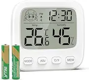 OQIMAX Digital Room Thermometer Hygrometer Indoor Temperature Humidity Monitor Gauge Temperature Humidity Monitor with Comfort Display,Clock,Alarm,12/24 H, ℃/℉,Date for House Office Bedroom