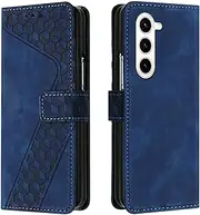 [JayModCase] Case for Samsung Galaxy Z Fold 5 with Screen Protector, Flip Wallet PU for Galaxy Z Fold 5 cover [Card Holder] [Magnetic Closure] [Kickstand] 360 Shockproof Protective Case - Blue