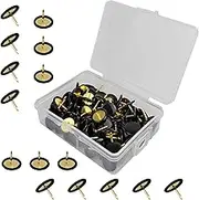 100 Pcs Thumb Tacks, Drawing Pins, Metal Flat Push Pins, Round Head Drawing Pins with Storage Box for Map, Photo Wall, Office, Corkboards (Black, 100)