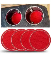(4) RED Bling Silicon Car Cup Holder Coaster for Auto Interior Accessory