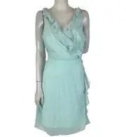 Spicysugar Dress Mint Green Size 14 Wrap Dobby Dot Chiffon Lined Ruffle New