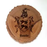 Custom Family Crest Tree Slice Wall Plaque Large Engraved Rustic 12" Tree Round