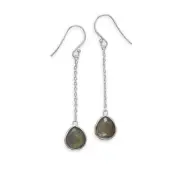 Labradorite Earrings Teardrop Shape Chain Drop Sterling Silver