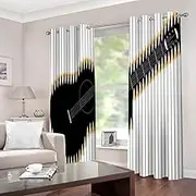 Print Blackout Curtains Retro Guitar 2 x W132cm x D183cm 3D Print Window Curtains, Thermal Insulated Darkening Grommet Drapes 2 Panel Set for Living Room Bedroom Kitchen Decor