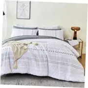 Boho Comforter Set Size: Grey Geometric Bed in a Bag for Men Boys Queen White