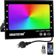 RGB LED Flood Light, 100W Flood Lights Outdoor Waterproof IP66 Bluetooth App