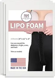 New Millennium 3 Pack Lipo Foam Sheets | for Post Surgery Recovery Compression Garments, Abdominal Boards, Fajas & Corsets | Reduce Bruising, Swelling, & Scarring from Liposuction, Tummy Tuck, BBL