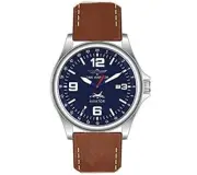 Time Warrior Aviator Luxury Pilot Watch for Men Genuine Leather Strap