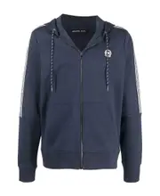 logo-patch zip-up hoodie M Black