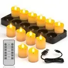 Flameless Candles with Remote Timer & Charging Station, 12 Pack USB Rechargea...