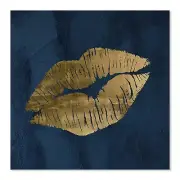 7CANVAS Navy Blue and Gold Lip Canvas Wall Art Lip Wall Decor Fashion Poster ...