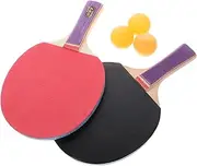 KOMBIUDA 1 Set Table Tennis Racket Set for Adults and Horizontal and Straight Paddles with Balls Durable Material for Indoor and Great Present for Young Players Random Color