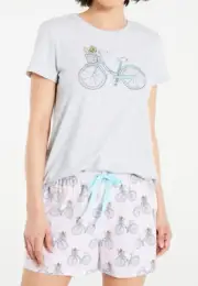 NEW PETER ALEXANDER WOMENS PRETTY BIKE PJ SET TOP + SHORTS XS RRP$109.90