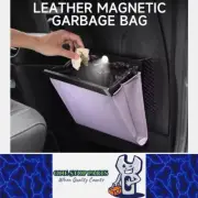 LED Magnetic Car Trash Bag Waterproof PU Leather Seat Hanging Car Garbage Can