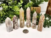 Wholesale Lot 1 Lb Natural Cherry Blossom Agate Obelisk Tower Crystal Wand
