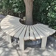 Outdoor Patio Bench, Garden Benches Seating Furniture, Heavy Duty Wooden Curved Bench Backless Park Tree Chair, Weather Resistance Country Benches(Half Round)