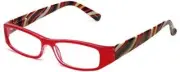 Calabria 734 Reading Glasses w/Wavy Striped Design & Matching Case in Red+2.50
