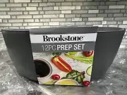 Brookstone 12 Piece Prep Set 5 QT Bowl Strainer Measuring Cups Spoons NEW