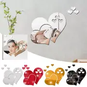 Heart Shape Mirror Wall Sticker 3D Art Wall Decal Removable Mirror Wall Sticker